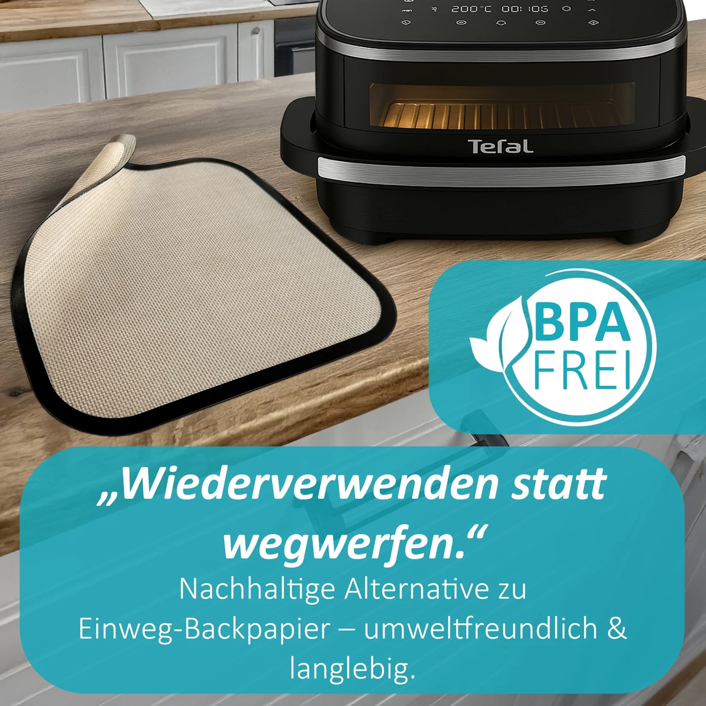 Dauerbackmatte Silikon Backmatte kompatibel mit Tefal Easy Fry XL Surface
