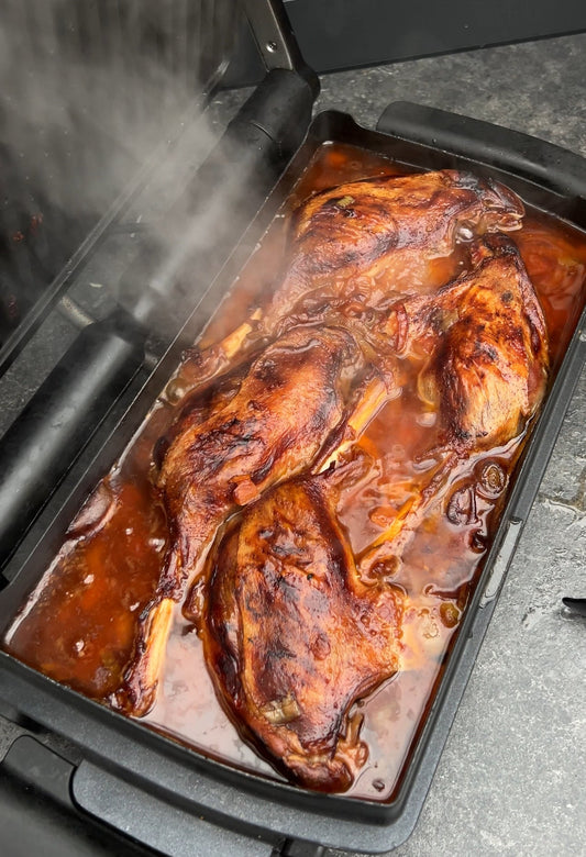 Rezept: Pulled Goose (Gänsekeule) im OptiGrill